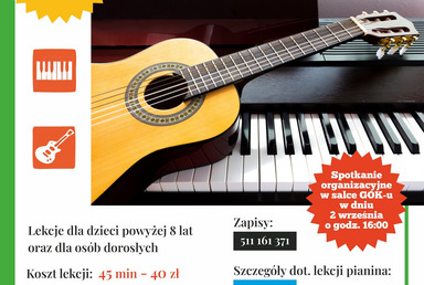 Studio pianina i gitary ogłasza nabór na lekcje nauki gry na pianinie i gitarze